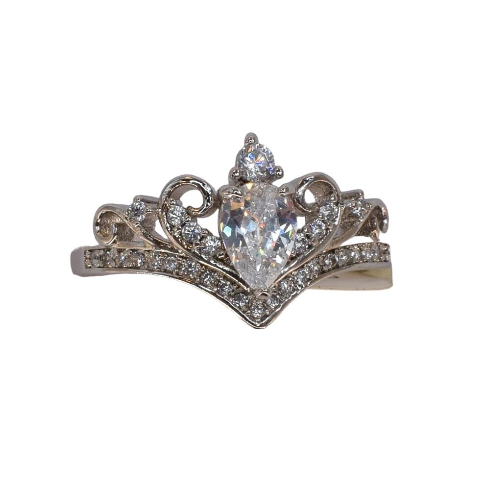 NWT Fragrant Jewels Cubic Zirconia Tiara Crown Ring Size 8 US